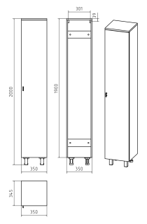 Напольный шкаф - пенал Misty Дива 35см правый белый